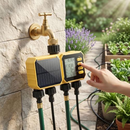 Asixxsix Sprinkler Timer 4 Zone Water Sprinkler, Solar WiFi Water Timer - Image 4