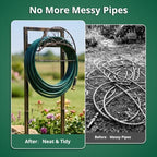 Bronze Garden Hose Holder Stand, Heavy Duty Freestanding Steel Water Hose Storage Rack with 4 Anchor Spikes and Storage Basket Waterproof Stable Organizer for Yard Lawn Garden Farm Outdoor Spaces - Image 5