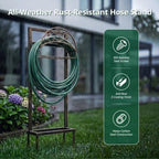 Bronze Garden Hose Holder Stand, Heavy Duty Freestanding Steel Water Hose Storage Rack with 4 Anchor Spikes and Storage Basket Waterproof Stable Organizer for Yard Lawn Garden Farm Outdoor Spaces - Image 7