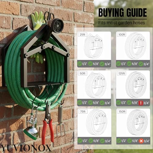 Stainless Steel Garden Hose Holder Wall Mount, Up to 100 ft Hose - Image 5