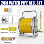 Wall/Floor Mount Hose Reel 1/2 Inch Garden Hose, Hose Butler Stainless Steel Water Hose Rack with spray gun and accessories, Portable Hose Stand Patio Hose Hanger, Hose Holder Storage Swivel Bracket - Image 2