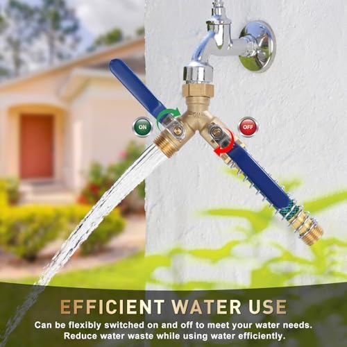 Dalmbox Garden Hose Splitter 2 Way With Long Handle, Garden Hose Adapter with 2 Pcs Garden Hose Coiled Spring Protectors and 6 Rubber Washers - Image 5