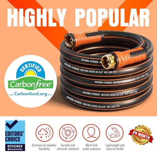 Garden Hose 100 ft x 5/8", Heavy Duty Water Hose, Flexible and Durable, Kink Resistant Lightweight Hybrid Hose, Leakproof Yard Hose with Male to Female Fittings - Image 2