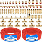 CheeMuii 76 Pcs Brass DOT Air Line Fittings with 1/4" & 3/8" DOT Air Hoses by CheeMuii