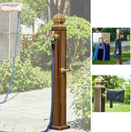 Outdoor Retro Post Faucet, Freestanding Garden Hose Holder Brass Double Outlet Garden Tap, Floor Mounted Water Tap Anti-Freezing Faucet Post for Garden Irrigation/Car Wash/Watering(110cm/43.3in) - Image 7