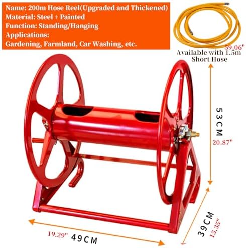 Heavy Duty Metal Garden Hose Reel Cart, Wall/Floor Mounted with Hand Crank, Durable Steel Hose Storage for Watering, Spraying & Car Wash - Agricultural Hose Solution - Image 7