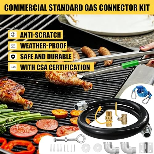 Safety System Kit, 3/4" id natural gas line hose, 48" commercial kitchen gas line hose, mobile gas connector hose kit with 2 elbow fittings, 3/4 gas flex line (48INCH-Black) - Image 4