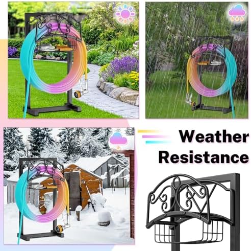 Garden Hose Holder with Storage Basket,Heavy Duty 4 Spikes,Coil - Image 6