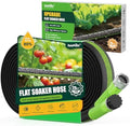 RAINPOINT 25FT Flat Soaker Hose, Flexible & Heavy-Duty Drip Hose with Anodized Aluminum Fittings, 80% Water-Saving Double Layer Gardening Irrigation Hose, Green by RainPoint