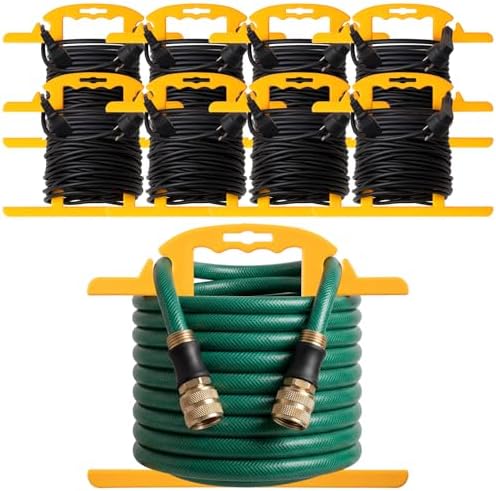 Ripeng 8 Pcs Heavy Duty Extension Cord and Hose Reel with Carrying Handle, Durable ABS H-shape Design Fits 100ft Cord Cable or Water Hose, 50ft Soaker Tube Management (Yellow) by Ripeng