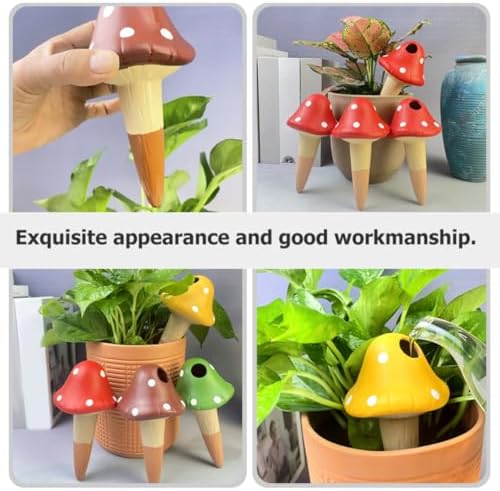 Tofficu 4pcs Mushroom Shape Clay Self-Watering Globe for Potted Plants - Image 4