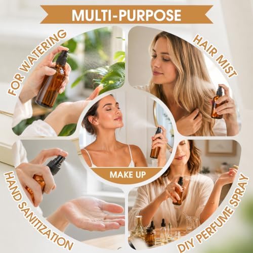 BESNEL 30 PACK 4oz Amber Glass Spray Bottles, Small, Fine Mist Refillable - Image 5