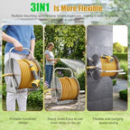 Stainless Steel Garden Hose Reel, Wall/Floor Mounted Heavy Duty Water Hose Reel with Crank Handle & 6.5 FT Leader Hose, Holds 75 FT x 5/8″ or 130 FT x 1/2″ Hose for Yard, Garden, Patio - Image 3