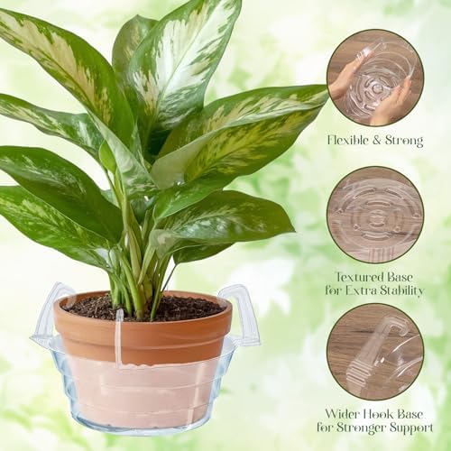10" 12-Pack Clear Hanging Plant Basket Drip Pans Water Catcher Tray - Image 4
