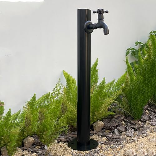 304 Stainless Steel Cylindrical Vertical Garden Water Column,Freestanding Hose Stand with Lock Faucet,Outdoor Antifreeze Faucet Water Dispenser Hydrant Water Feature Fountain by Unknown