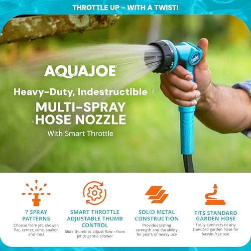 Aqua Joe Multi-Function Hose Nozzle with Smart Throttle and 7 Sprayer Patterns Bundled with Oscillating Sprinkler with Adjustable Spray - Image 2