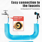 AUTOMAN Recoil Garden Hose 50 ft, EVA Curly Water Hose with Brass Connectors, Coil Garden Water Hose,Includes 7-Pattern Function Sprayer,Retractable,Corrosion Resistant Garden Coil Hose - Image 4