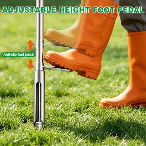 Soil Sample Probe, 20 Inch Soil Probe Rod, Ground Probe Rod, My Soil Test Kit, Stainless Steel Soil Sampler Tool with Ejector and Foot Pedal for Lawn Plant Garden Farm Soil Testing - Image 3