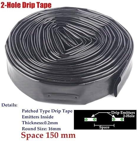 1pcs 16mm 2-Hole Irrigation Drip Tape, for Greenhouse Under Film Irrigation Drip Hose Micro Irrigation System Streamline Soaker Hose 5~50m (Color : Space 150mm, Size : 30meters (98.4ft)) - Image 2