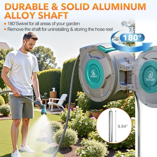 1/2" x 130 ft Retractable Garden Hose Reel, Heavy Duty Water Hose Reel - Image 3