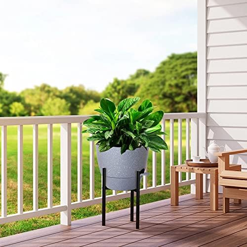 UOUZ Large Self Watering Pots, 12/10/9 Plastic Planters with High Drainage Holes and Deep Reservoir for Indoor Outdoor Garden Plants and Flowers, Grey Speckles - Image 7