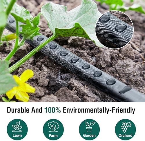 Soaker Hose - Flat Soaker Hose 150 FT for Garden Beds, Garden Soaker Hoses with Heavy Duty, Double Layer Sprinkler Soaker Hoses 2 Pack - Image 5