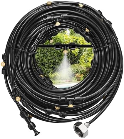 uxcell Misting Cooling System, 75FT(23M) Misting Line +28 Mist Nozzles +3/4" Brass Adapter, Misters for Outside Patio Garden Greenhouse Umbrella by uxcell