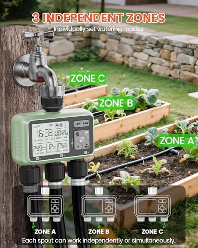 3 Zone Sprinkler Timer, Programmable Water Timer for Garden Hose - Image 2