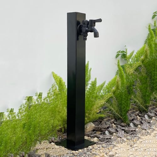 304 Stainless Steel Cylindrical Vertical Garden Water Column,Freestanding Hose Stand with Lock Faucet,Outdoor Antifreeze Faucet Water Dispenser Hydrant Water Feature Fountain, for Irrigation and Wa by Unknown