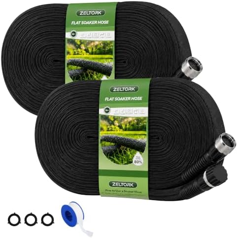 Flat Soaker Hose 100FT for Garden Beds, Drip Soaker Hose, 50FT x 2 Packs by Unknown