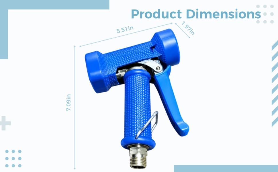 Water Spray Gun for Car Wash, Gardening, Lawn, and Irrigation, 350 Psi High Pressure, 26 GPM Nozzle, Brass Internal, Recessed Tip, Insulated Handle, G1/2 Fitting, 100 L/min, 2.2 lbs - Image 3