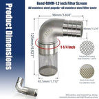 304 Stainless Steel Garden Hose Strainer, 90 Degree Elbow Inlet Filter Screen, Suitable for Water Pumps, Aquariums and Garden Irrigation, Including Hose Clamps and Sealing Tape (40mm 1-1/4inch) - Image 2