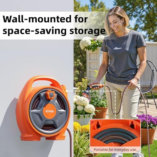 Retractable Garden Hose Reel,1/2" 45+6FT Portable Hose Reel - Image 2