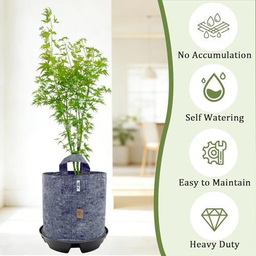 5-Pack 12" Self Watering Pots for Indoor Plants, Plastic Plant Saucer, Bottom Plant Water Catcher Tray, Indoor/Outdoor Greenhouse Garden Auto-Irrigation System for 5 Gallon Fabric Grow Bag - Image 6