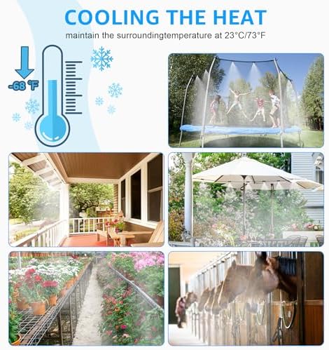 MIXC Misters for Outside Patio, 100FT (30M) Misting Line+27 Mist Nozzles+3/4" Brass Adapter, Outdoor Misting Cooling System for Patio Backyard Greenhouse Trampoline Horse Corral - Image 6