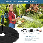 Non-Expandable Garden Hose 50 ft Kink Free Flexible Water Hose with 10-Pattern Spray Nozzle, 3/4" Brass Connectors,Leak Proof,Abrasion Resistant Hose for Lawn, Yard, Car Washing, and Outdoor Use - Image 4