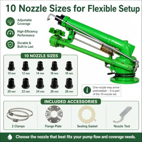 2" Farm Rain Gun with Adjustable Jet Breaker and Nozzle Set - Image 6