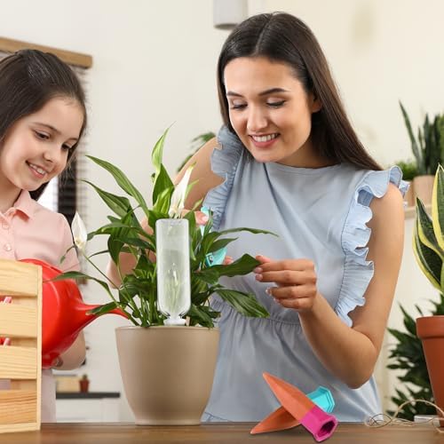Ziliny 12 Pack Terracotta Watering Spikes Devices, Plant Self Watering Spikes with 25 oz Plastic Wine Bottles, Slow Release Vacation Insert Plant Waterer Devices for Indoor Outdoor - Image 6