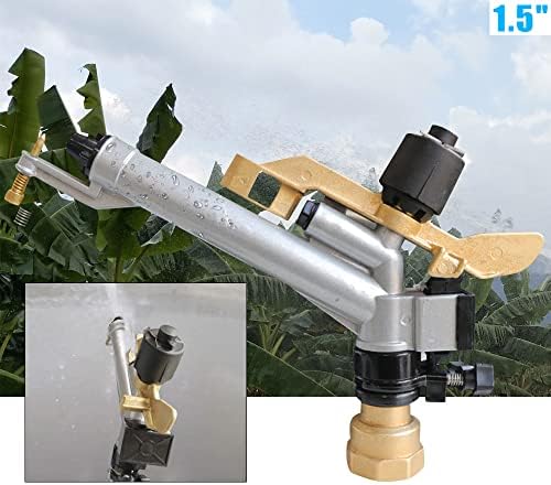 1.5" Irrigation Spray Gun 360° Rotating Large Area Agricultural Sprinkler Adjustable Impact Sprinkler Gun High Pressure Water Gun Watering Spray Tool for Garden Farm Lawn Irrigation - Image 4
