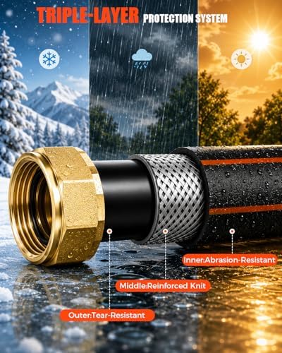 150FT Retractable Garden Hose Reel 1/2 Inch, Wall Mounted Heavy Duty Water Hose with Auto-Lock, Slow Return, 180° Swivel Bracket & 9-Pattern Spray Nozzle – UV Resistant Outdoor Hose Storage System - Image 7
