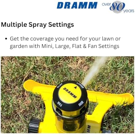 Dramm ColorStorm Gear Drive Sprinkler on Heavy Duty,Durable Metal Base, 4 Patterns, Ideal for Small, Medium & Large Areas with Pass Through Feature, Orange, 40 Foot Diameter - Image 6