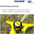 Dramm ColorStorm Gear Drive Sprinkler on Heavy Duty,Durable Metal Base, 4 Patterns, Ideal for Small, Medium & Large Areas with Pass Through Feature, Yellow, 40 Foot Diameter - Image 6