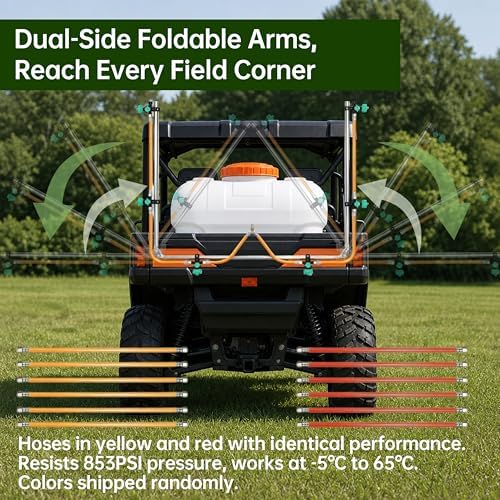 6-Nozzle ATV Sprayer Boom Kit with 2 Heavy-Duty Hooks – 122" Bar, Adjustable Boom Sprayer Nozzles, 180° Foldable Metal Boom for ATV, UTV, Tow-Behind Tank Sprayers, Row Crops, Lawn & Garden - Image 5