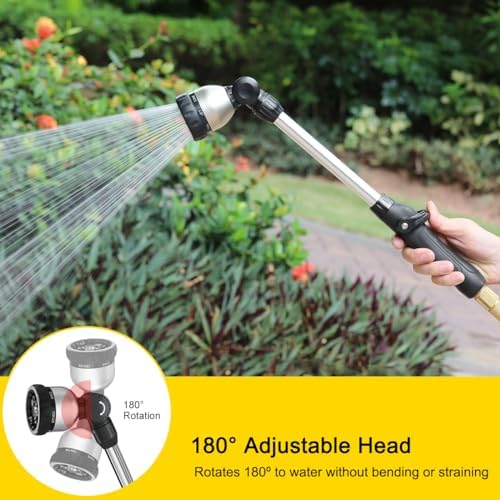 FANHAO Metal Water Hose Nozzle Sprayer+16 Inches Metal Watering Wand - Image 5