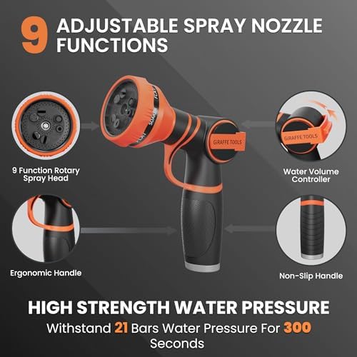 Giraffe Tools Garden Hose 75ft x 5/8",304 Stainless Steel Metal Water Hose and Garden Hose 100ft x 5/8", No Kink Garden Water Hose with Aluminum Fittings - Image 4