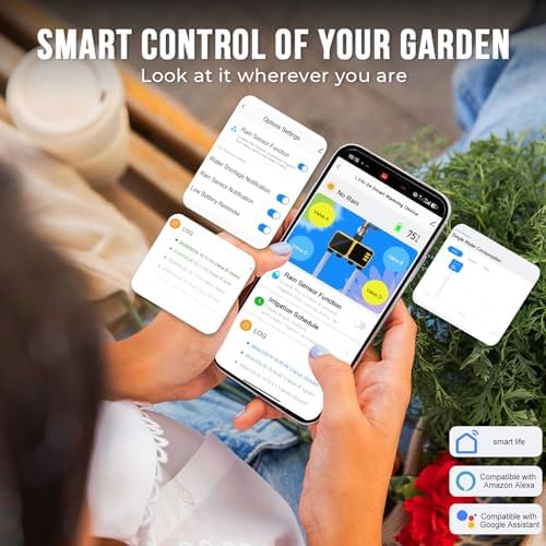 Solar WiFi Sprinkler Timer, Smart Water Timer for Garden Hose 4 Outlets with Rain Delay/Automatic/Manual Watering System for Lawn Yard, APP Remote Voice Control Via WiFi - Image 7
