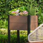IDEALHOUSE 19.37"x19.37"x33.46" Raised Garden Bed, HDPE Elevated Planter Box with Sturdy Aluminum Frame, Wood Grain Outdoor Planter with Storage Shelf for Patio, Balcony, Lawn - Image 6
