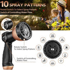 Garden Hose 75FT, Lightweight Flexible Water Hose, 5/8" Kink Free Leak Proof Hose, Heavy Duty 96-Layer Woven with 3/4" Brass Fittings, 10 Function Nozzle for Yard Lawn Outdoor Car Wash(BlackRosegold) - Image 6