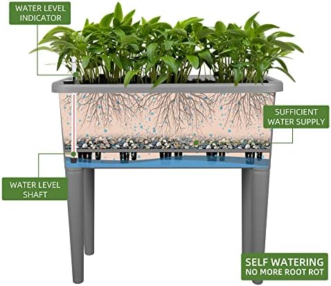 Dexceder 13.2 Gallon Self Watering Raised Garden Bed (Deep Gray) - Image 2