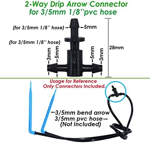 Garden 3/5mm PVC Hose Micro Drip Irrigation System, with 2-Way Connector 1/8'' Tubing Pipe Arrow Dripper Greenhouse(90M) - Image 5